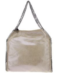 Stella McCartney | Natural Falabella Mini Baby Bella Metallic Faux Suede Tote | Lyst
