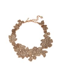 Oscar de la Renta | Metallic Antique Lace Bib Necklace | Lyst
