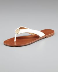 Tory Burch | White Thora Leather Thong Sandal | Lyst