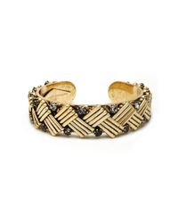 Nicole Miller | Metallic Basket Weave Gold Cuff | Lyst