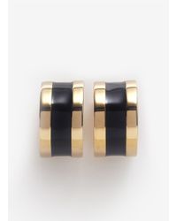 St. John | Metallic Black Enamel Gold-tone Hoop Earrings | Lyst