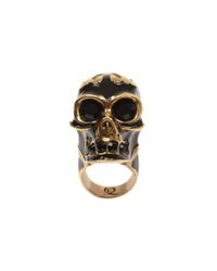 Alexander McQueen | Metallic Enamel Lace Skull Cocktail Ring | Lyst