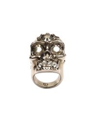 Alexander McQueen | Metallic Glory Crystal Skull Cocktail Ring | Lyst