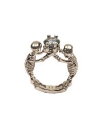 Alexander McQueen | Metallic Twin Skeleton Jewel Ring | Lyst