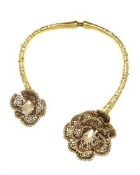 Oscar de la Renta | Metallic Crystal Flower Collar Necklace | Lyst