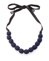 Max Mara | Blue Fabric Bead Necklace | Lyst