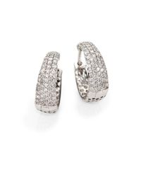 Roberto Coin | Metallic Diamond and 18k White Gold Hoop Earrings5 | Lyst