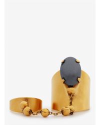 Ela Stone | Metallic Liad Chain And Stone Double Ring | Lyst