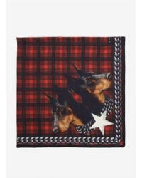 Givenchy | Red Doberman Dog And Tartan Printed Scarf for Men | Lyst