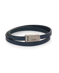 Fendi | Blue Leather Wrap Bracelet for Men | Lyst