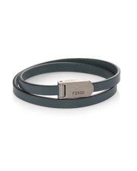 Fendi | Metallic Leather Wrap Bracelet for Men | Lyst