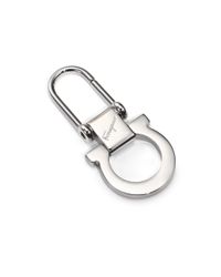 Ferragamo | Metallic Gancini Brushed Metal Key Fob for Men | Lyst