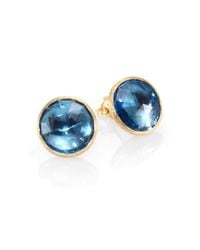 Marco Bicego | Jaipur Blue Topaz & 18k Yellow Gold Stud Earrings | Lyst