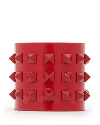 Valentino | Red 'rockstud' Wide Patent Leather Bracelet | Lyst