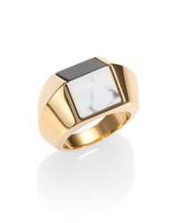 Saint Laurent | Metallic Onyx Howlite Ring | Lyst