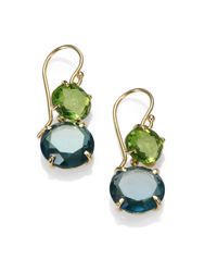 Ippolita | Metallic Peridot Green Gold Citrine and London Blue Topaz 18k Yellow Gold Earrings | Lyst