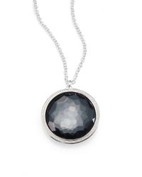 Ippolita | Metallic Stella Hematite, Clear Quartz, Diamond & Sterling Silver Large Round Doublet Pendant Necklace | Lyst