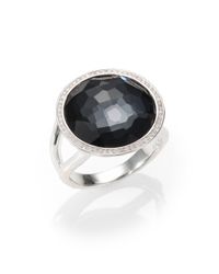 Ippolita | Metallic Stella Hematite, Clear Quartz, Diamond & Sterling Silver Medium Doublet Cocktail Ring | Lyst