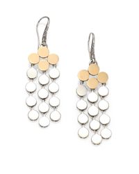 John Hardy | Metallic Dot 18k Yellow Gold & Sterling Silver Chandelier Earrings | Lyst