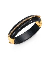Kara Ross | Black 18k Goldplated Crystaldetailed Resin Cuff Bracelet | Lyst