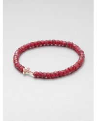 Sydney Evan | Red 14K Rose Gold & Ruby Beaded Stretch Bracelet | Lyst