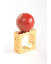 Trina Turk | Red Coral Resin Ball Ring | Lyst