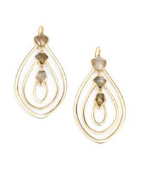 Alexis Bittar | Metallic Labradorite And White Quartz Doublet Loop Earrings | Lyst