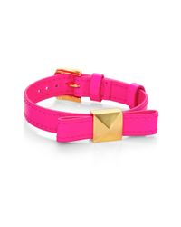 kate spade new york | Pink Thin Leather Bow Bracelet | Lyst