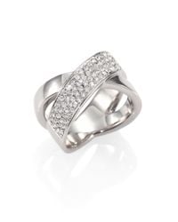 Michael Kors | Metallic Brilliance Statement Pavé Crisscross Ring/silvertone | Lyst