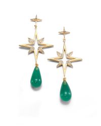 Elizabeth and James | White Topaz and Green Agate Star Earrings | Lyst