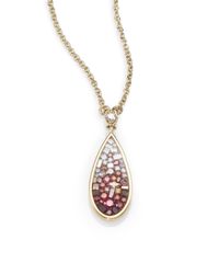 Plevé | Metallic Raspberry OmbrÉ Diamond & 18K Yellow Gold Teardrop Pendant Necklace | Lyst