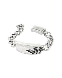 Emporio Armani - Metallic Large Signature Stainless Steel and Enamel Mens Bracelet for Men - Lyst