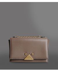 Emporio Armani | Brown Small Bag In Boarded Calfskin With Chain Shoulder Strap | Lyst