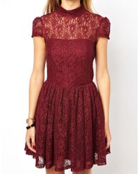  Asos  Lace High Neck Prom  Dress  in Purple  Burgundy Lyst