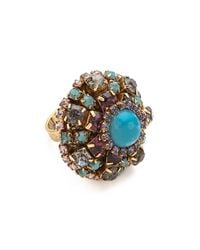 Erickson Beamon | Metallic 'stratosphere' Faux Pearl Crystal Floral Cluster Ring | Lyst