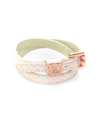 Michael Kors | Pink Snake Embossed Leather Double Wrap Stud Bracelet | Lyst
