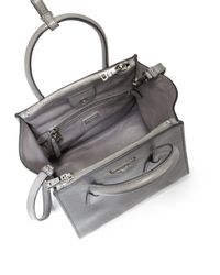 Prada Glace Calf Small Twin Pocket Tote in Gray (MARMO-GREY) | Lyst