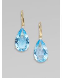 Roberto Coin | Blue Topaz Diamond 18k Yellow Gold Earrings | Lyst