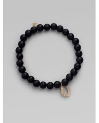 Sydney Evan | Diamond, Black Onyx & 14k Yellow Gold Horseshoe Bracelet | Lyst