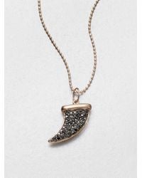 Sydney Evan | Pink Black Diamond & 14k Rose Gold Medium Horn Pendant Necklace | Lyst