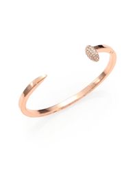 Giles & Brother | Pink Pavé Skinny Railroad Spike Cuff Braceletrose Goldtone | Lyst