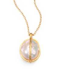 Gurhan | Blue 18mm-24mm Freshwater White Baroque Pearl & 24k Yellow Gold Pendant Necklace | Lyst