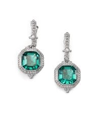 Judith Ripka | Green Quartz White Sapphire and Sterling Silver Earrings | Lyst