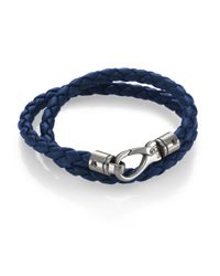 Tod's | Blue Leather Double Wrap Bracelet | Lyst
