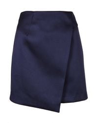 Lyst - Topshop Navy Lux Satin Wrap Skirt in Blue