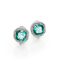 Judith Ripka | Metallic Green Quartz Sterling Silver Hexagonal Earrings | Lyst