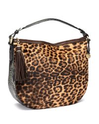 Lyst - Brahmin Kathleen Leopard Print Leather Hobo Bag in Brown