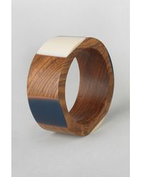 French Connection | Blue Resin Wood Bangle | Lyst