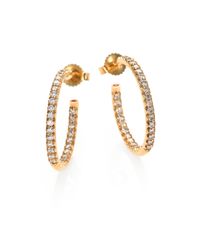 Roberto Coin | Metallic Diamond & 18k Yellow Gold Hoop Earrings/0.75 | Lyst
