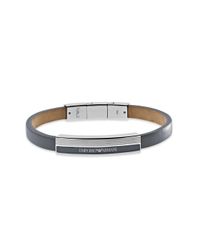 Emporio Armani | Gray Leather Gent Bracelet for Men | Lyst